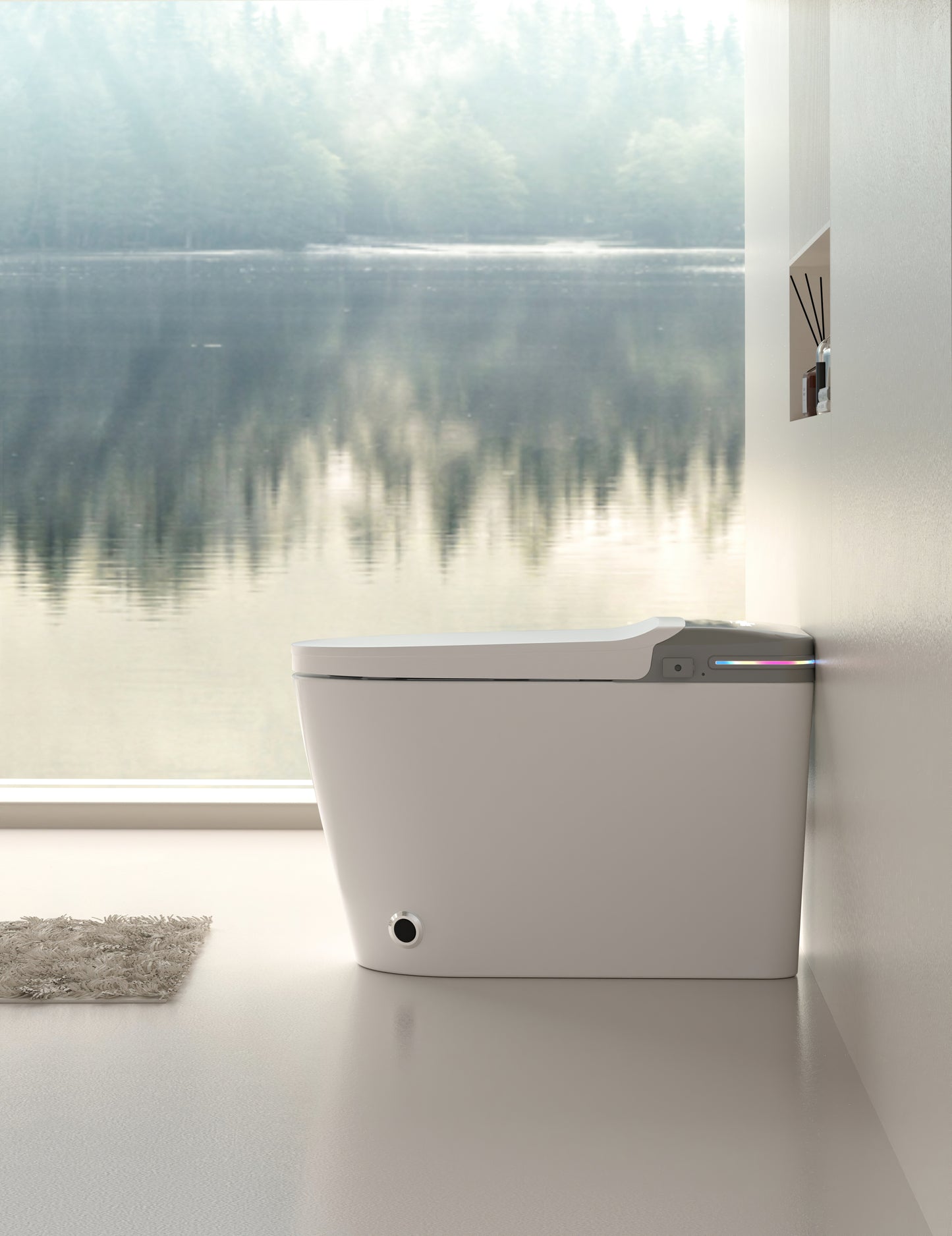 Smart Bidet Toilet with Remote Control.Raised Tankless Toilet with LED Display. Auto Open/AutoHeated. Seat Toilet Bidet with Aromatherapy System.Warm Water And Dry.Off Seat Flush.Foot Sensor.