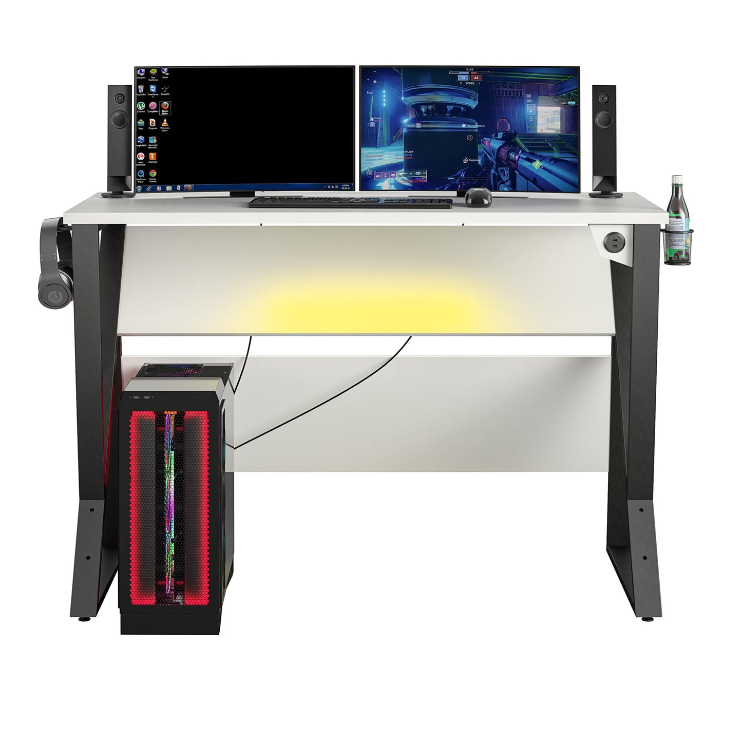 Genesis Adjustable Gaming Desk, White