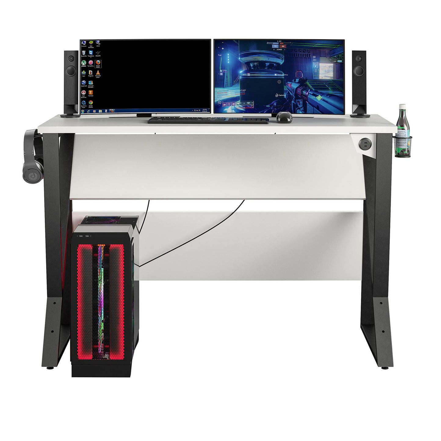 Genesis Adjustable Gaming Desk, White