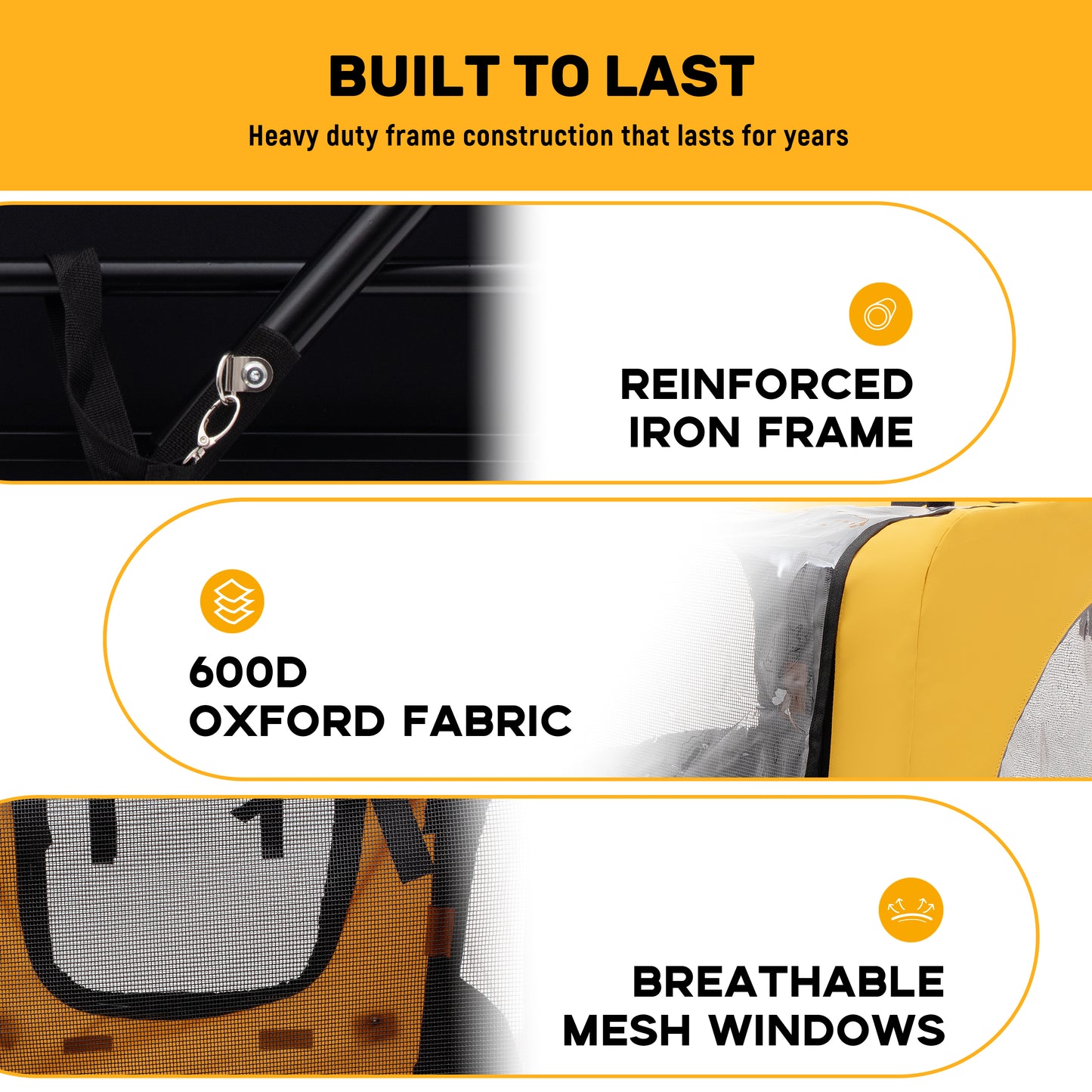 Pet Bike Trailer Dog Cart for Bicycle,Suitable for Small and Medium Pets, Easy Folding Cart Frame, Quick Release Wheel, Non-Slip Floor, Internal Leash