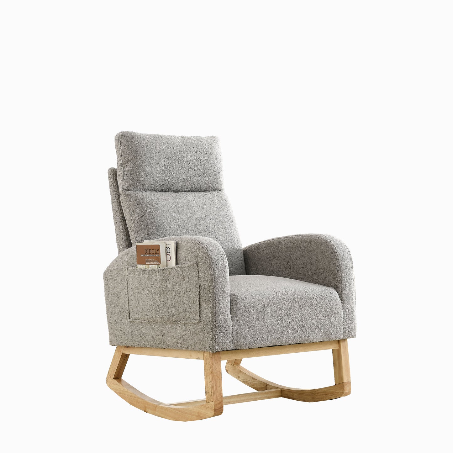 Welike 27.6"W Modern Accent High Backrest Living Room Lounge Arm Rocking Chair, Two Side Pocket