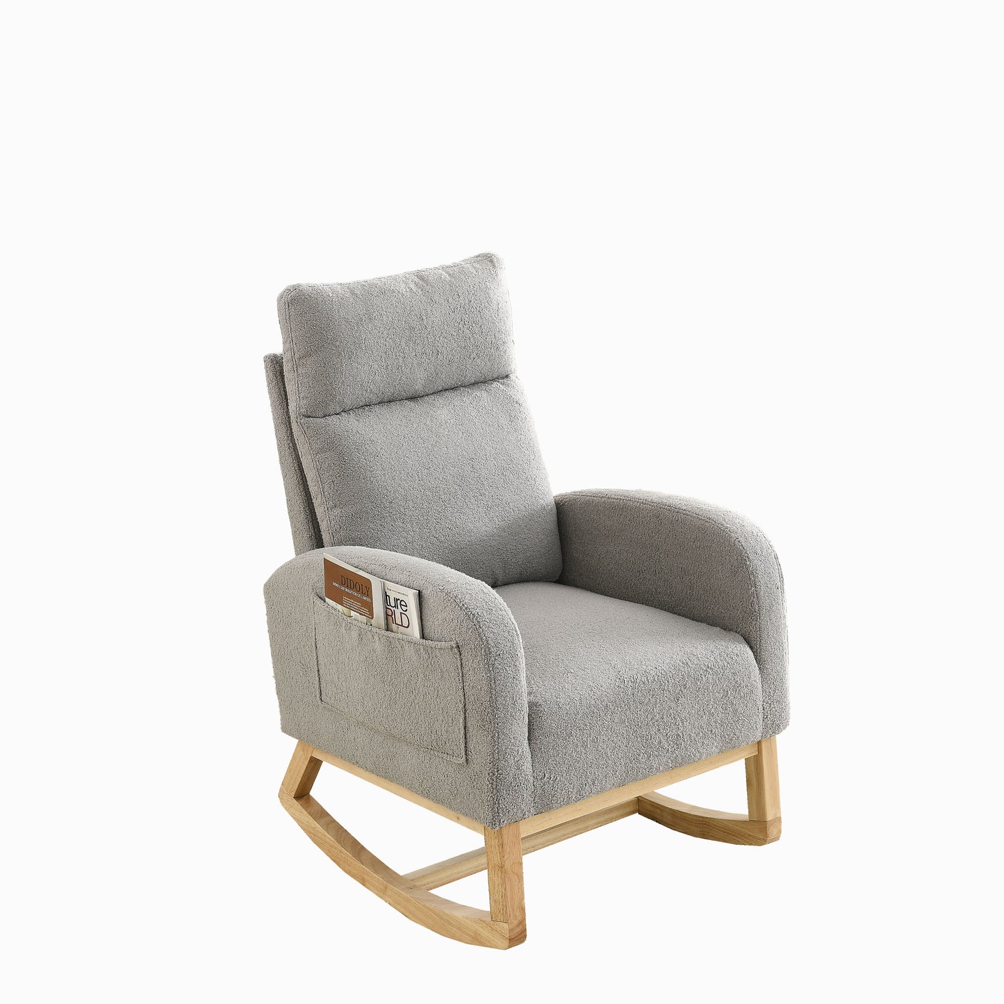 Welike 27.6"W Modern Accent High Backrest Living Room Lounge Arm Rocking Chair, Two Side Pocket