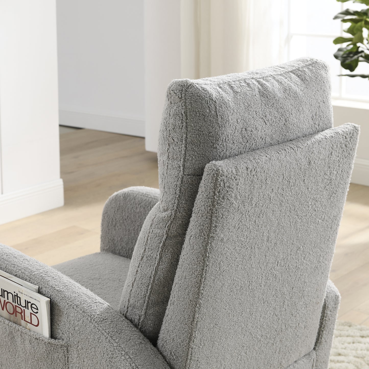 Welike 27.6"W Modern Accent High Backrest Living Room Lounge Arm Rocking Chair, Two Side Pocket