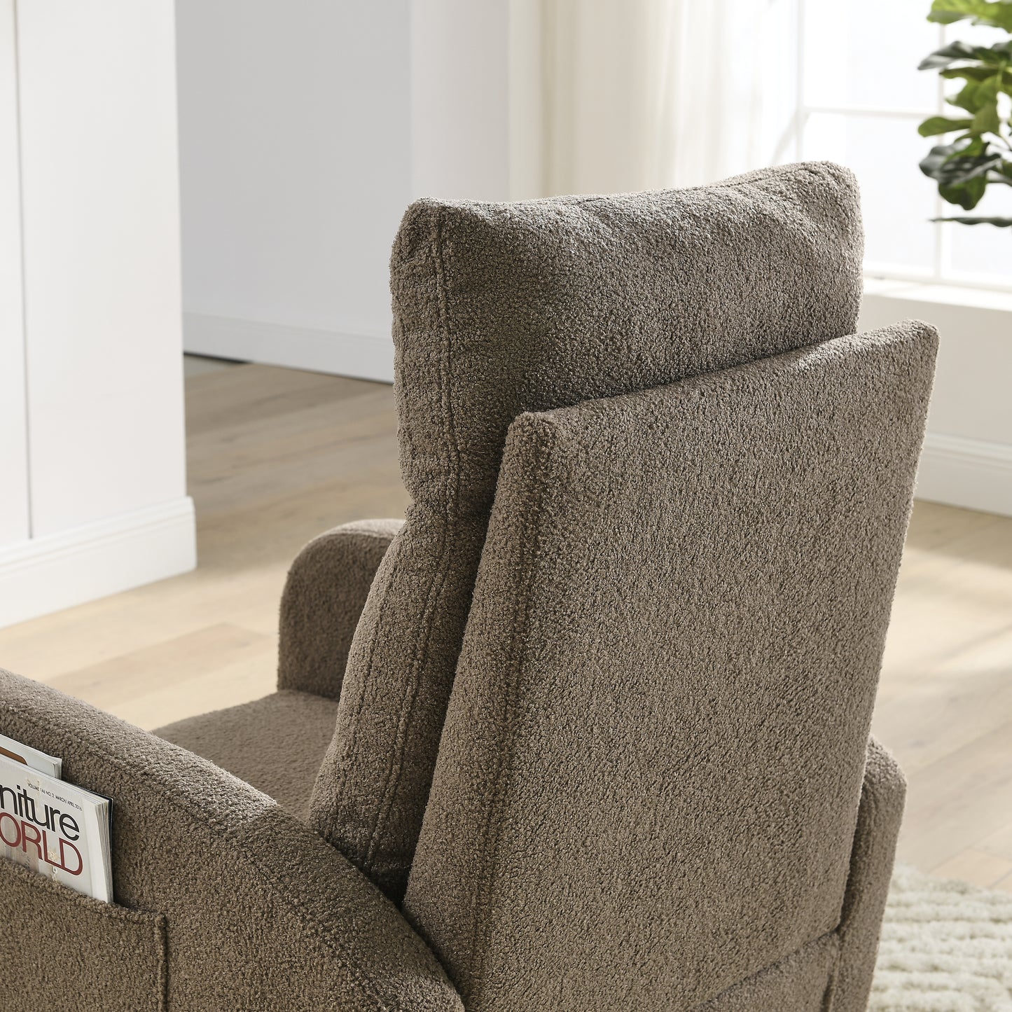 Welike 27.6"W Modern Accent High Backrest Living Room Lounge Arm Rocking Chair, Two Side Pocket