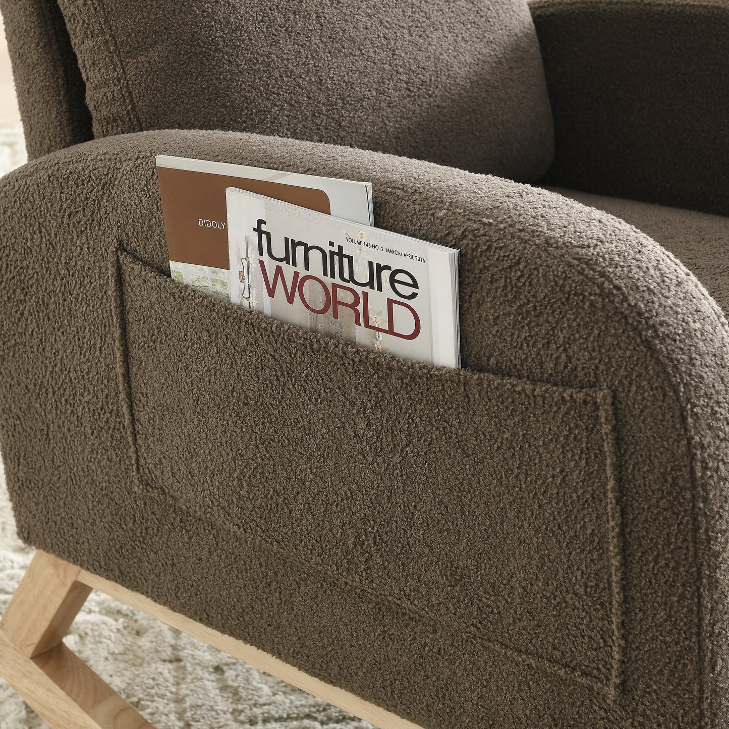 Welike 27.6"W Modern Accent High Backrest Living Room Lounge Arm Rocking Chair, Two Side Pocket