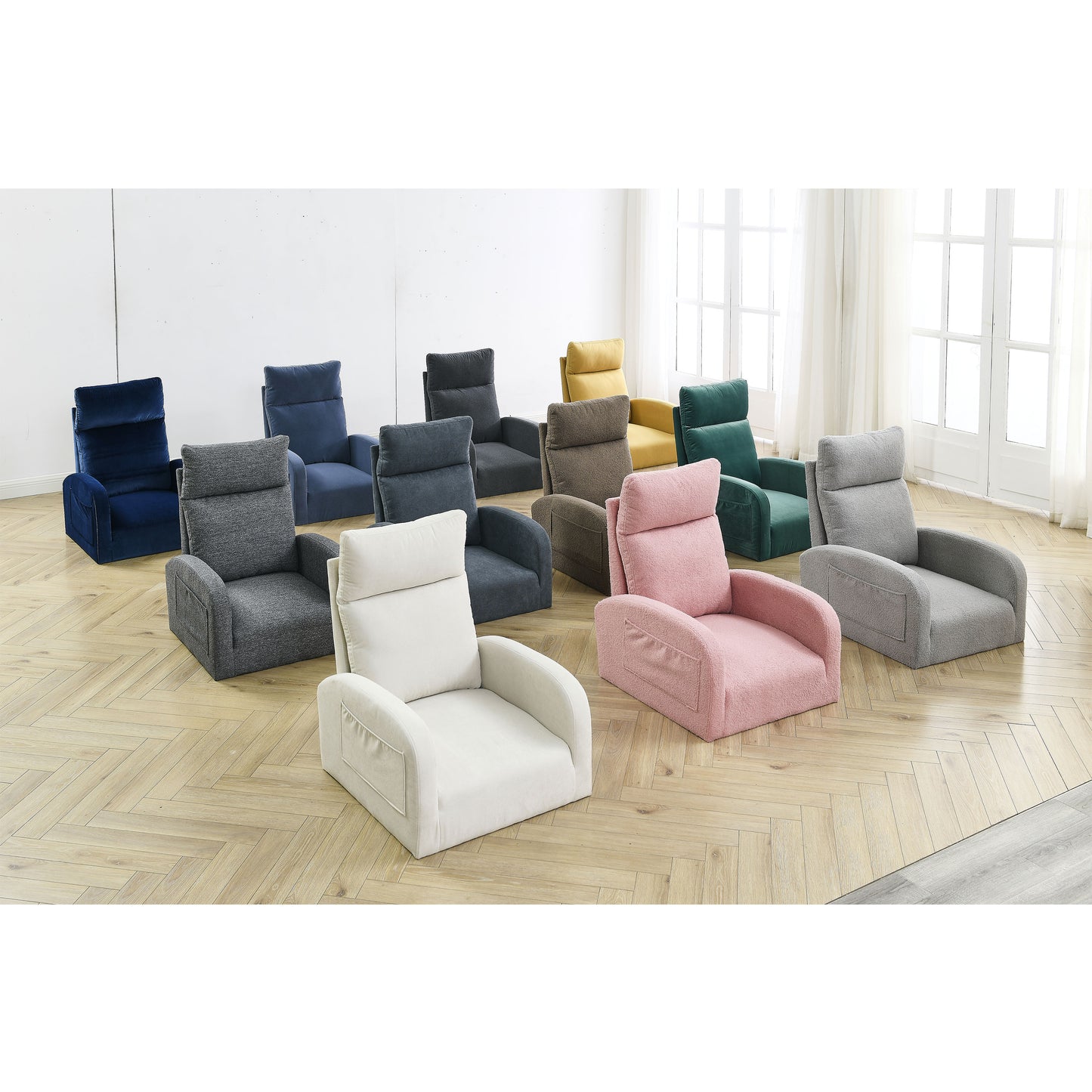 Welike 27.6"W Modern Accent High Backrest Living Room Lounge Arm Rocking Chair, Two Side Pocket