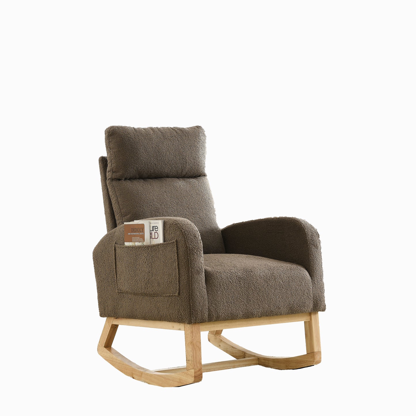 Welike 27.6"W Modern Accent High Backrest Living Room Lounge Arm Rocking Chair, Two Side Pocket