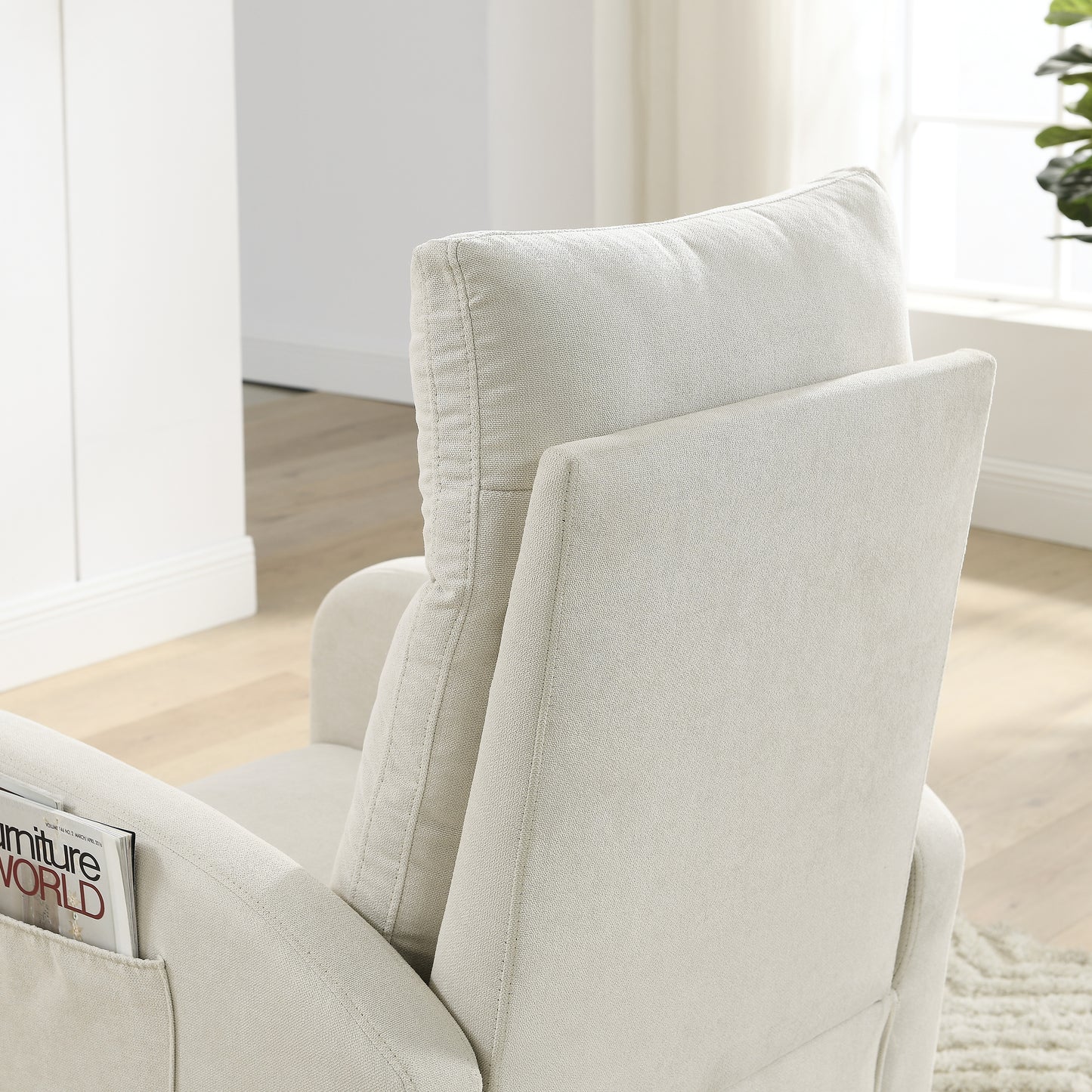 Welike 27.6"W Modern Accent High Backrest Living Room Lounge Arm Rocking Chair, Two Side Pocket