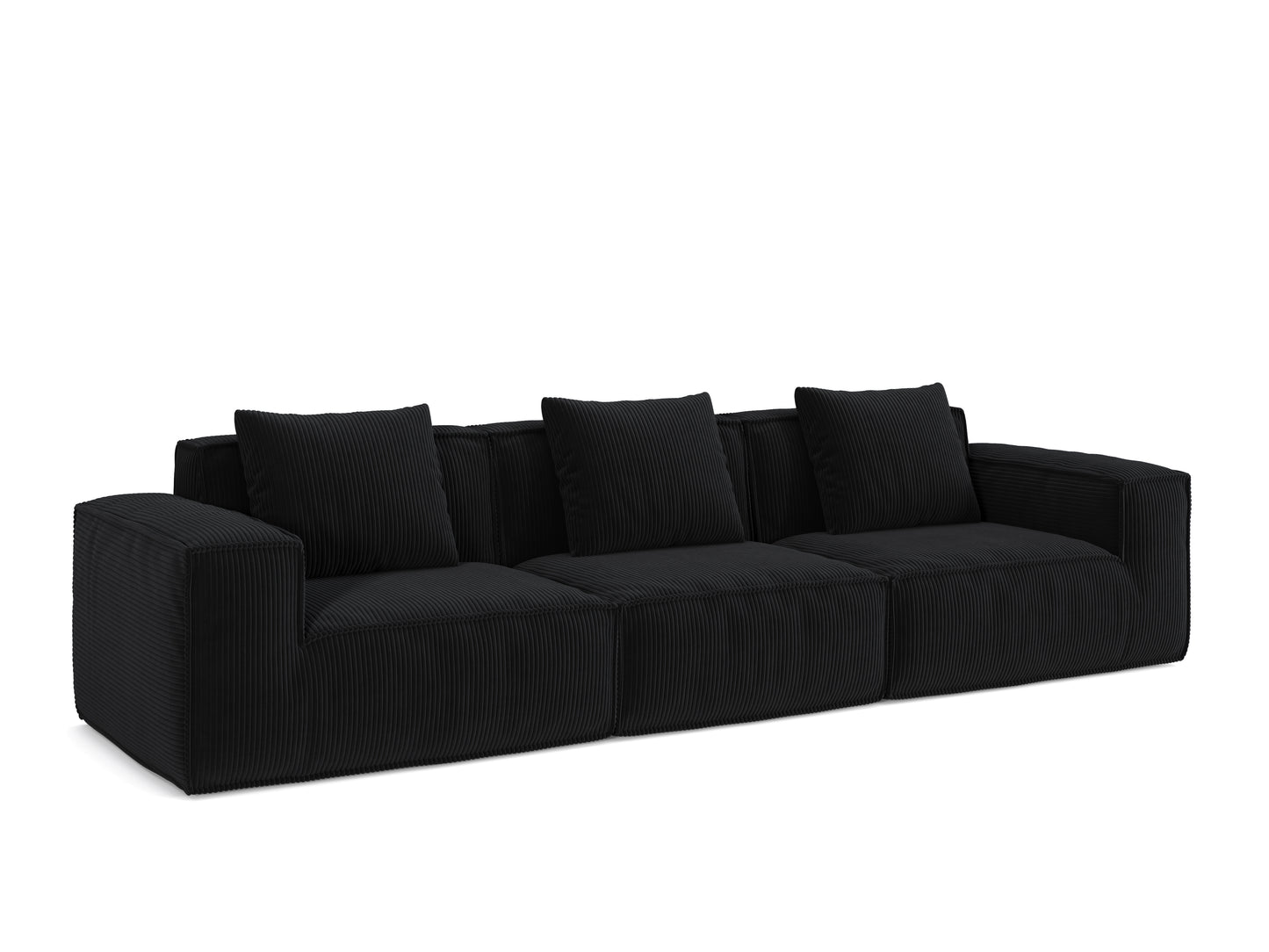 118-inch modular sofa can be converted into an oversized sofa bed Free conversion sofa set flexible configuration, soft corduroy cloud velvet fabric Three-person combination BLACK