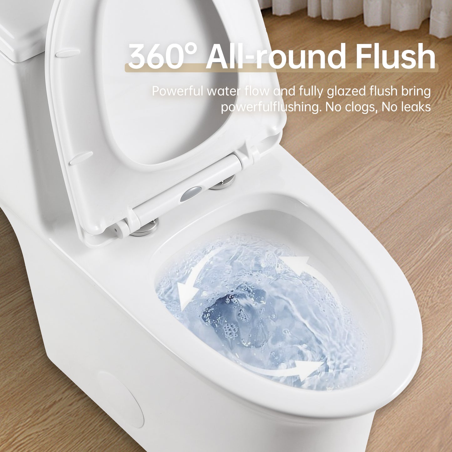 1.1/1.6 GPF Elongated Comfort Height Super Quite Flushing Floor Mounted One-Piece Toilet, CUPC Certified, WaterSense Cetified, Ceramic, White Color, Soft Close Seat