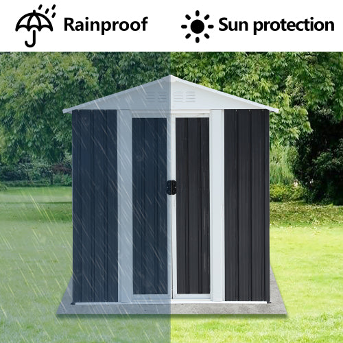 5X3 Feet Dark Grey Outdoor Storage Shed With Aluminum Alloy Frame With Base