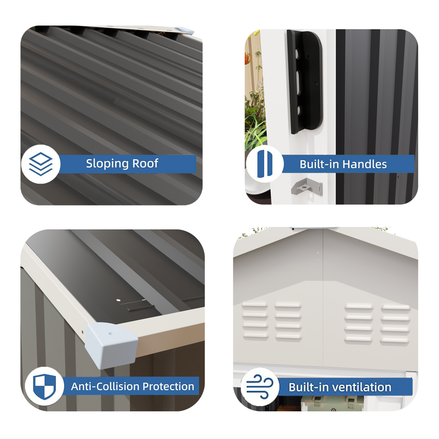 6 x 4 FT Outdoor Storage Shed with Rack Metal Garden Shed with Storage Shelves Bike Storage Tool Cabinet Box for Lawn Backyard Patio Use