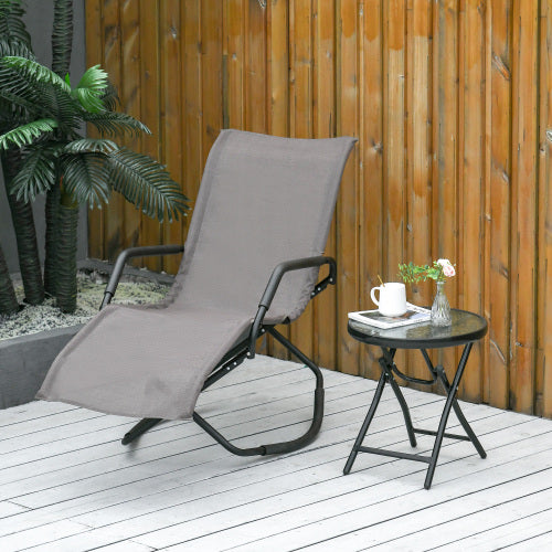 Rocking Sun Lounger, Chaise Lounge Rocker for Sunbathing, Sun Tanning, Foldable, Portable Outdoor Patio Chair, Brown