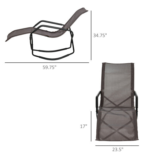 Rocking Sun Lounger, Chaise Lounge Rocker for Sunbathing, Sun Tanning, Foldable, Portable Outdoor Patio Chair, Brown