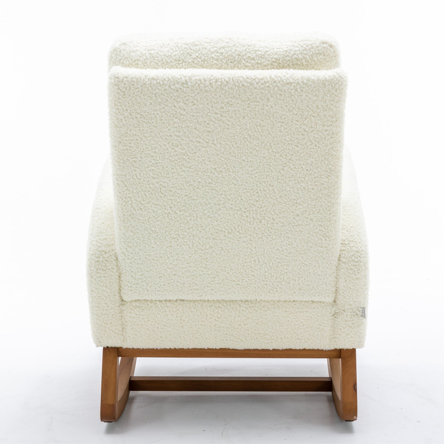 COOLMORE Rocking Chair, Modern Glider Chair, Recliner Armchair with Wood Legs and Side Pocket, Nursery Rocking Accent Chair with High Back for Living Room Bedroom (White Teddy)