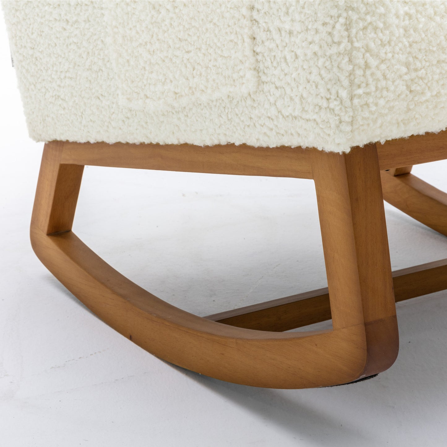 COOLMORE Rocking Chair, Modern Glider Chair, Recliner Armchair with Wood Legs and Side Pocket, Nursery Rocking Accent Chair with High Back for Living Room Bedroom (White Teddy)