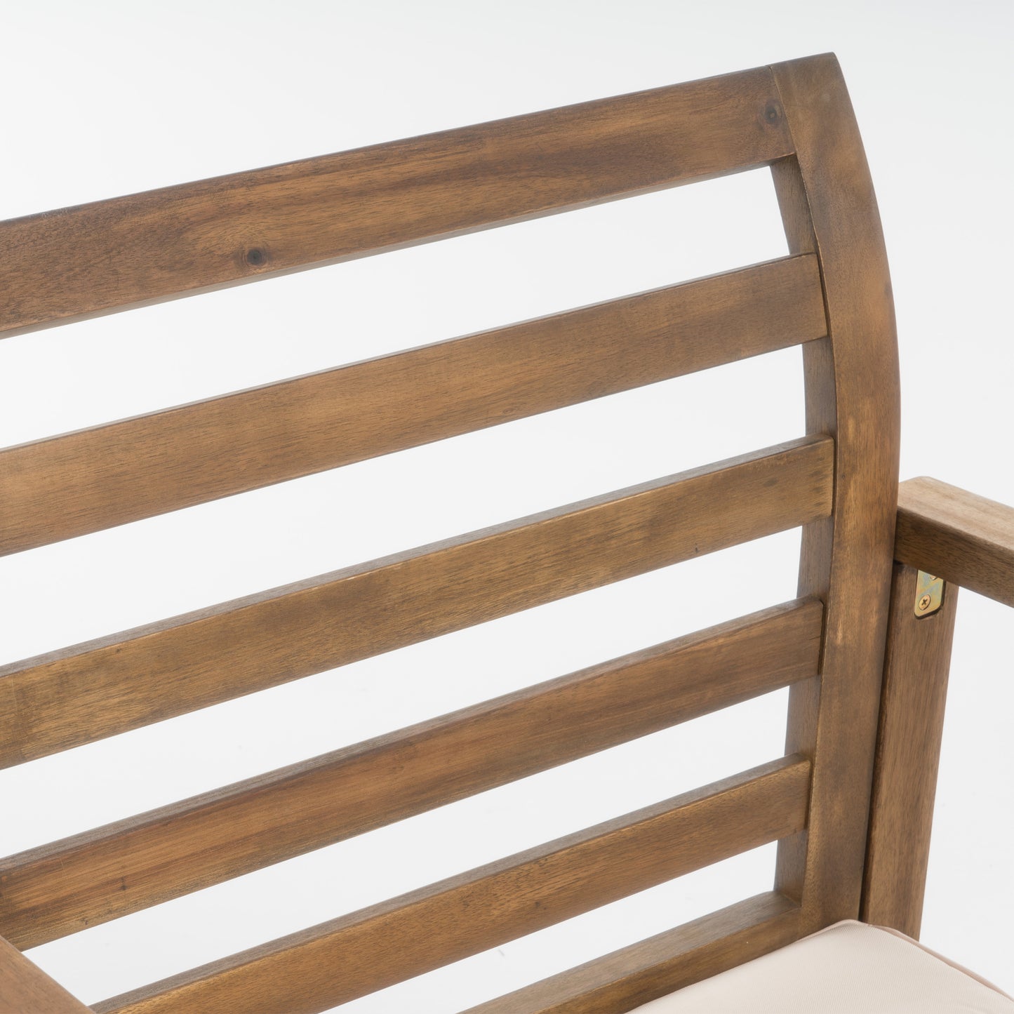 Outdoor Acacia Wood Club Chairs, 2-Pcs Set, Natural Stained / White, 25.5"D x 24.5"W x 33.0"H