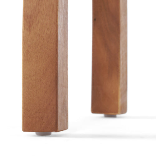 Patio Conversation Set, Outdoor Wood Leisure Seat(Set of 2),Armchair with Cushions,Selma Acacia Wood End Table ,Teak Finish,Blue cushion