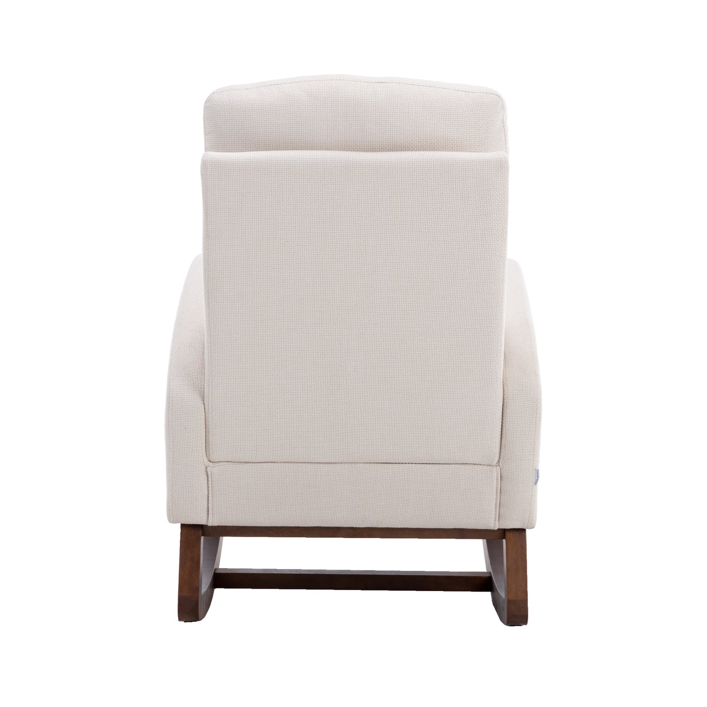 Rocking Chair, Modern Glider Chair, Recliner Armchair with Wood Legs and Side Pocket, Nursery Rocking Accent Chair with High Back for Living Room Bedroom (Beige linen)