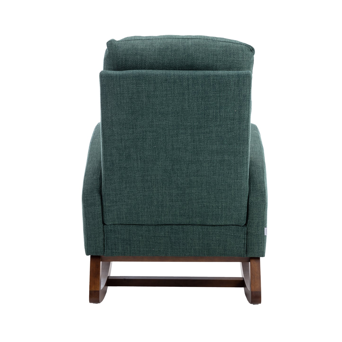 Rocking Chair, Modern Glider Chair, Recliner Armchair with Wood Legs and Side Pocket, Nursery Rocking Accent Chair with High Back for Living Room Bedroom (Emerald linen)