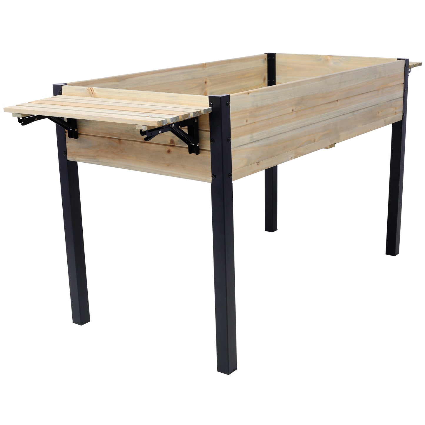 Raised Garden Bed, Metal Leg Wood Planter Boxes with Folding Storage Shelf,Elevated Planter Box for Growing Fresh Herbs, Vegetables, Flowers Great for Outdoor Patio, Deck, Balcony