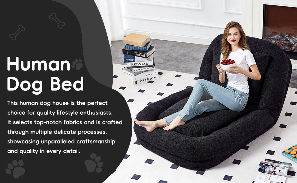 Folding Sofa Chair with 5 Adjustable Positions Plush Floor Lounge Chair for Gaming, Meditation, and Relaxation