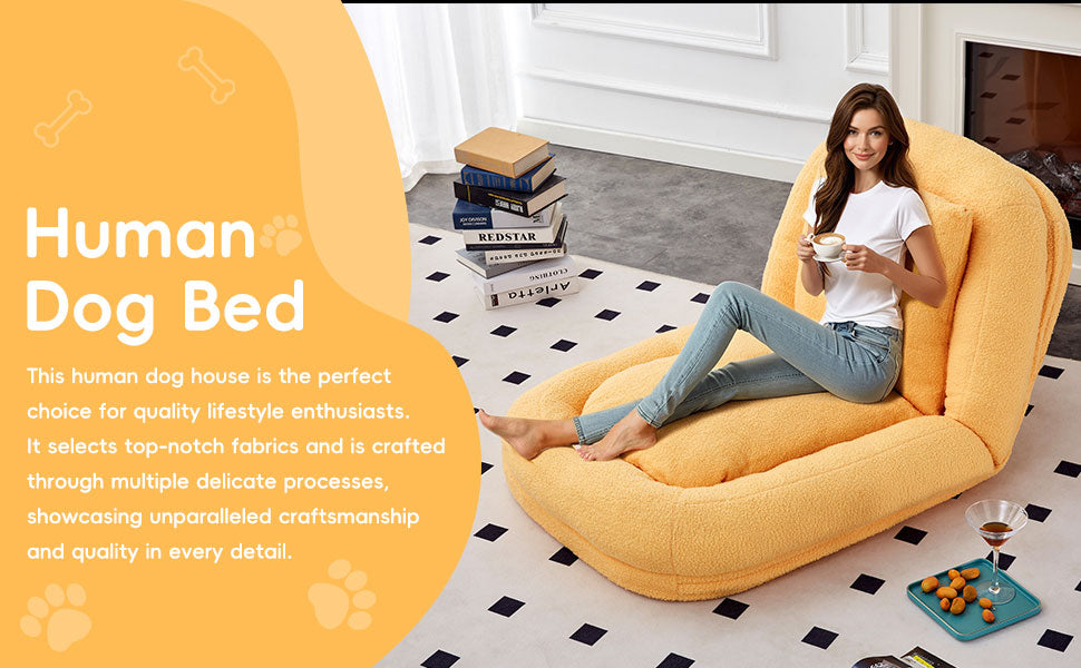 Folding Sofa Chair with 5 Adjustable Positions Plush Floor Lounge Chair for Gaming, Meditation, and Relaxation