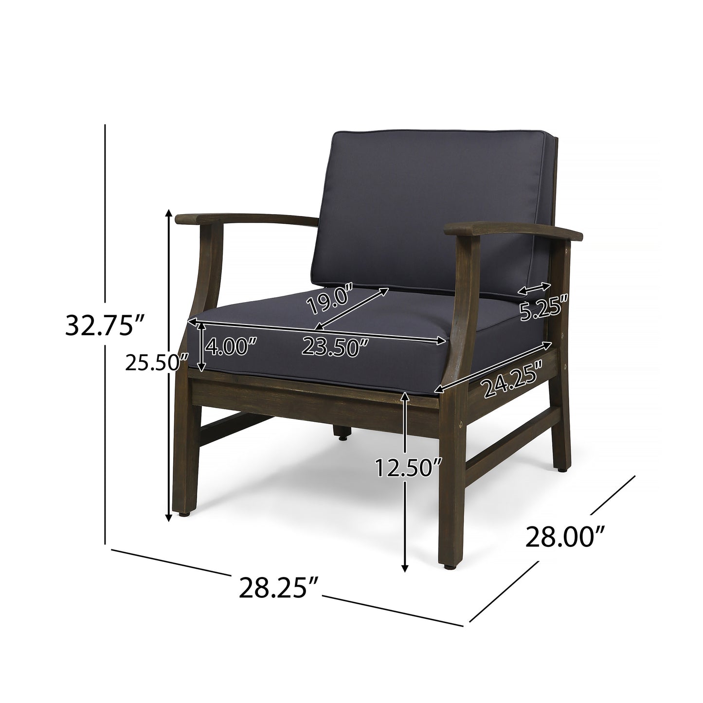 PERLA CLUB CHAIR, DARK GREY