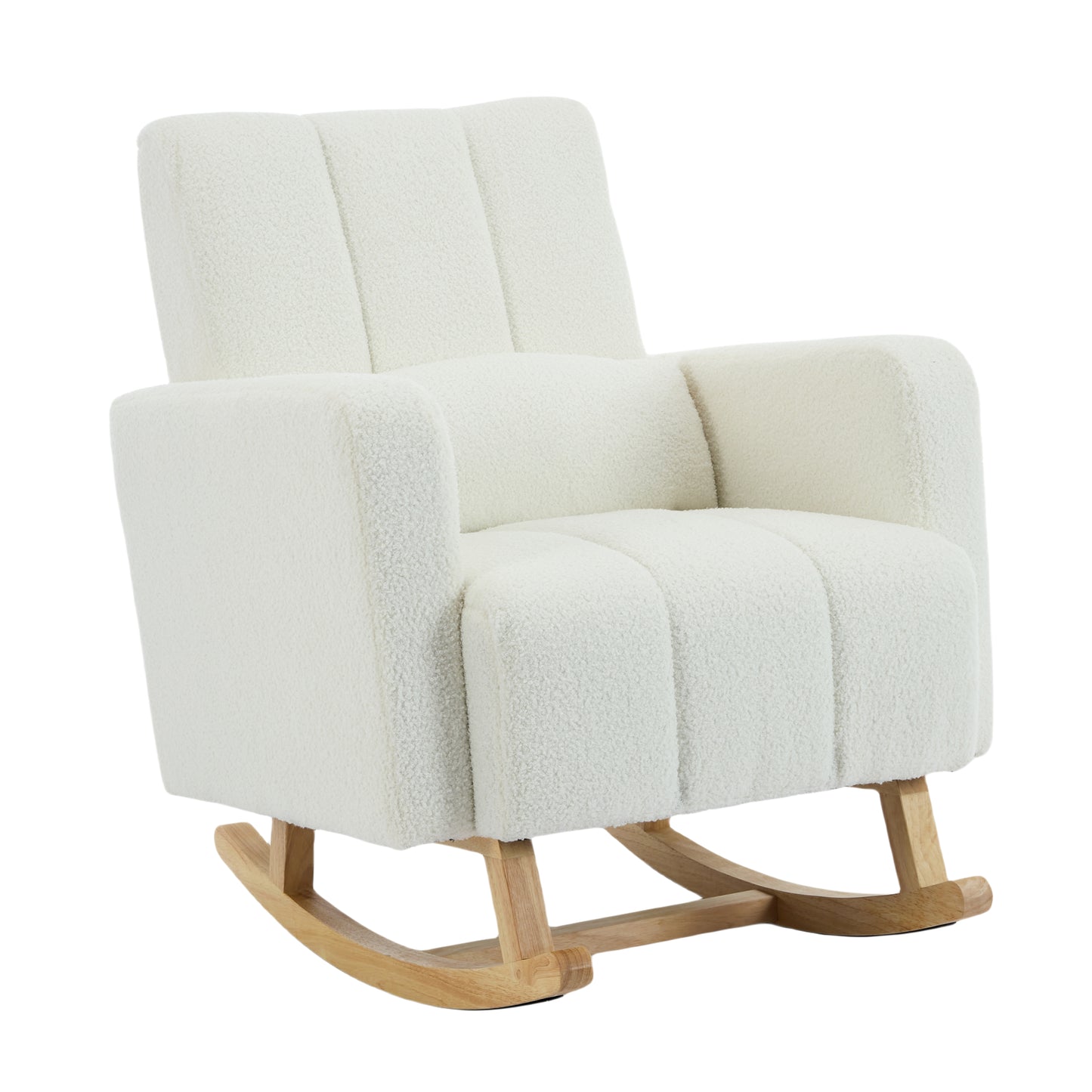 Accent Rocking Chair with Pillow, Ultimate Comfort for Your Home, Teddy Velvet, Cream White