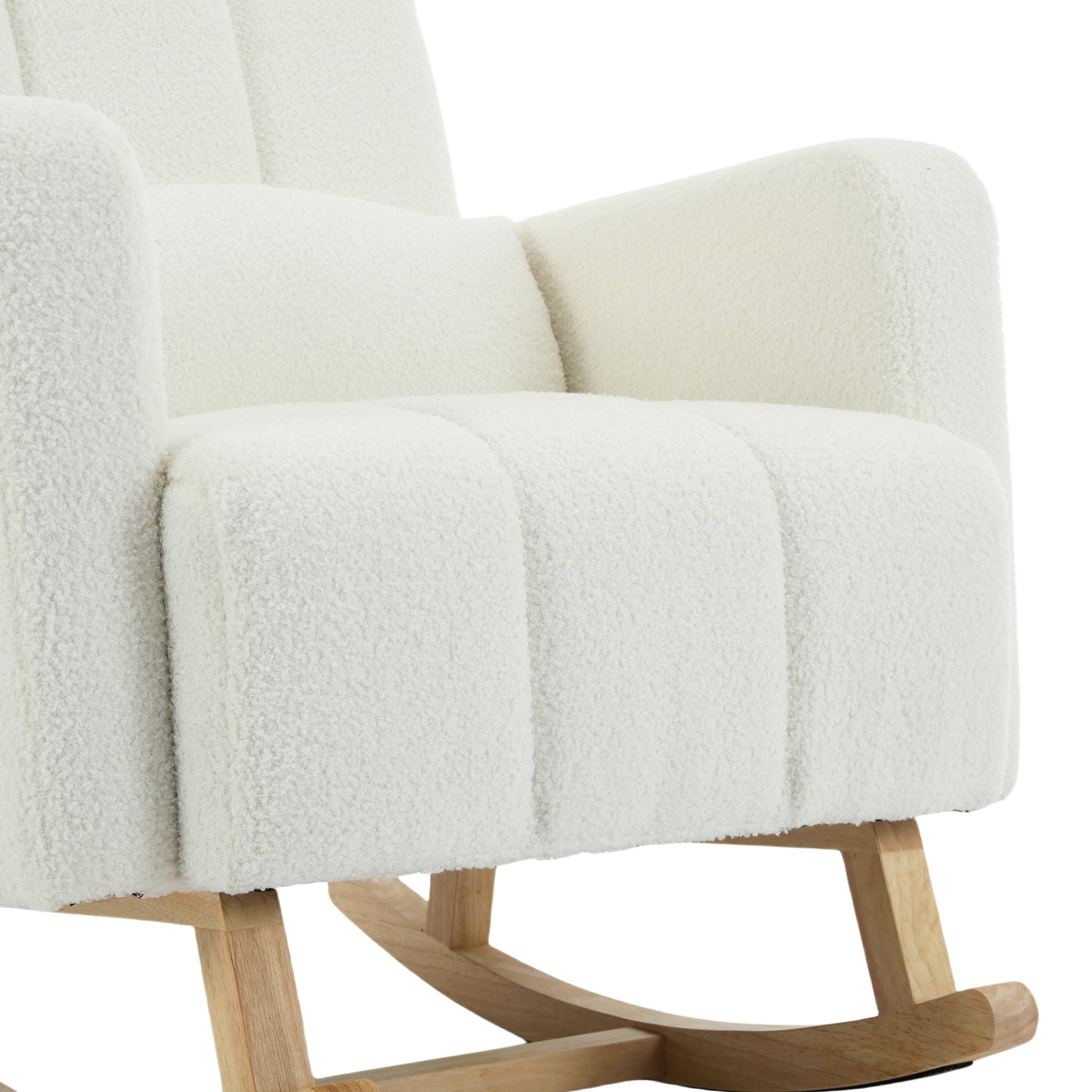 Accent Rocking Chair with Pillow, Ultimate Comfort for Your Home, Teddy Velvet, Cream White