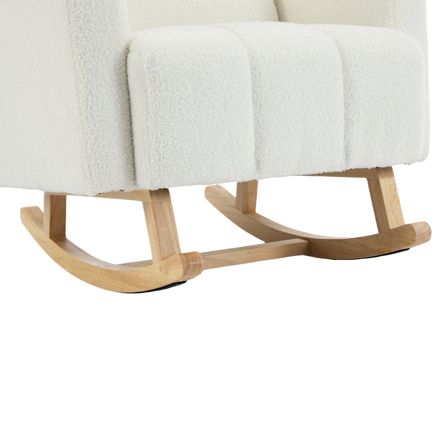 Accent Rocking Chair with Pillow, Ultimate Comfort for Your Home, Teddy Velvet, Cream White