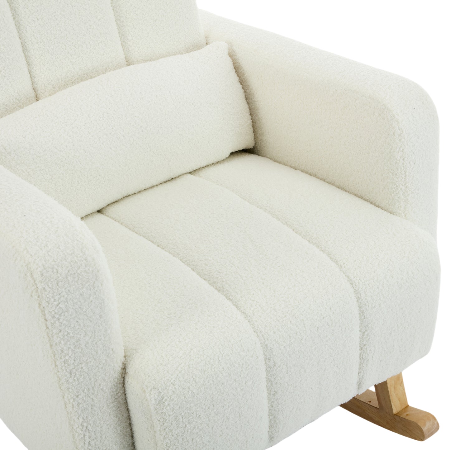 Accent Rocking Chair with Pillow, Ultimate Comfort for Your Home, Teddy Velvet, Cream White