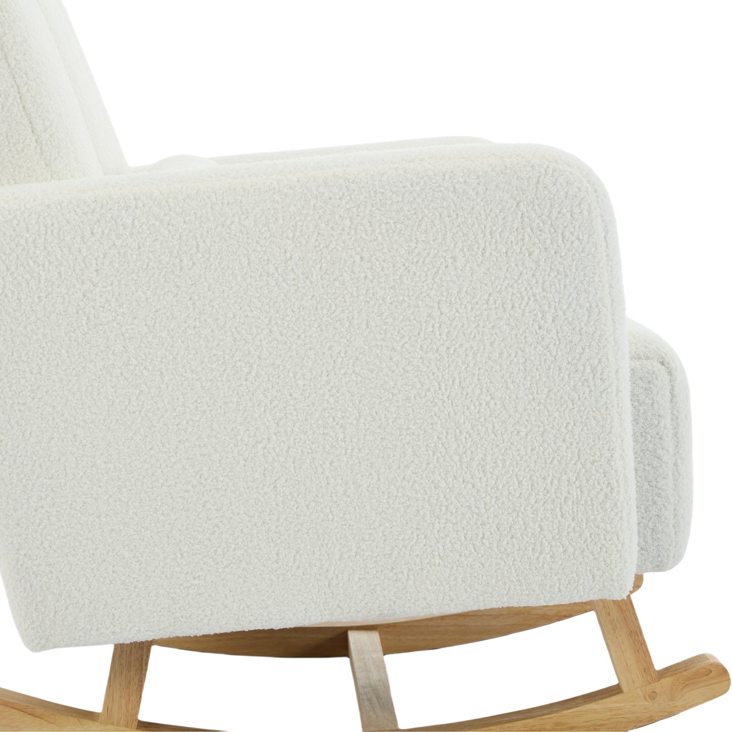 Accent Rocking Chair with Pillow, Ultimate Comfort for Your Home, Teddy Velvet, Cream White