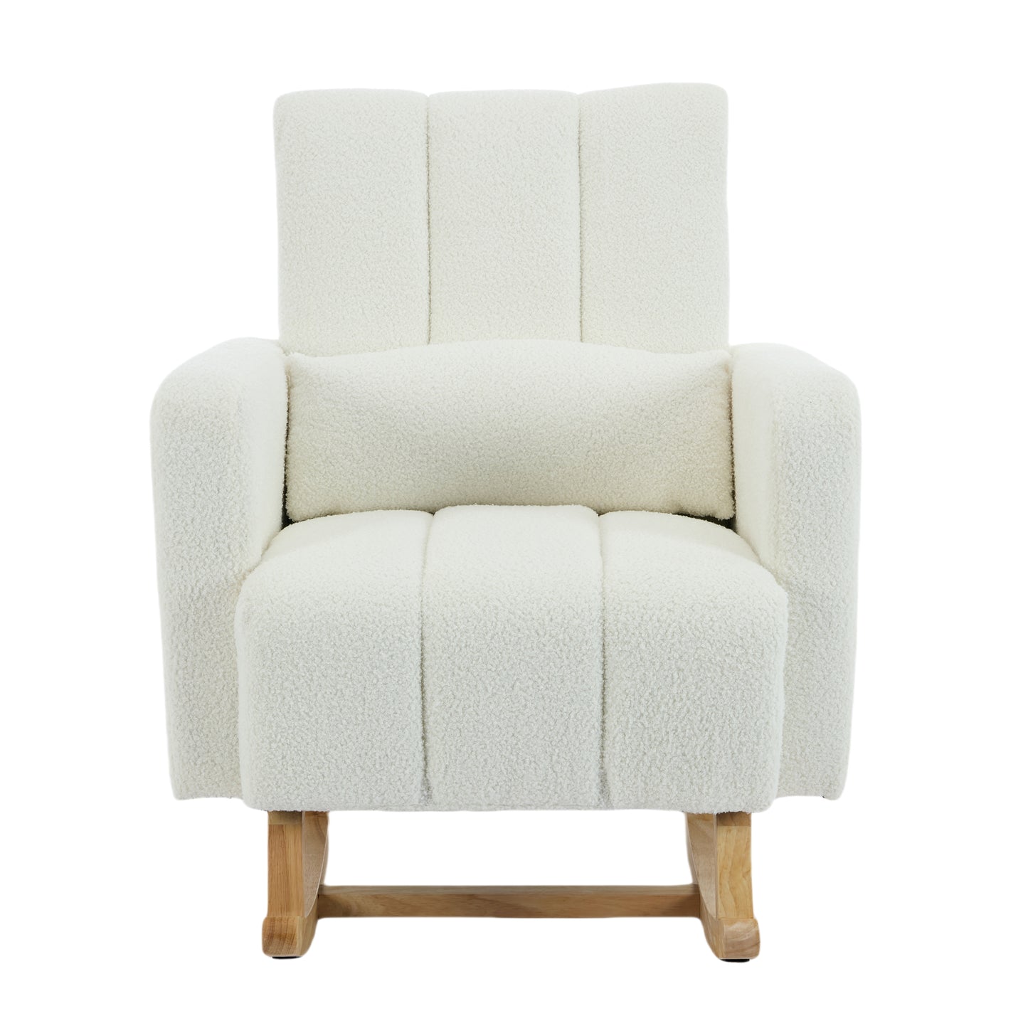 Accent Rocking Chair with Pillow, Ultimate Comfort for Your Home, Teddy Velvet, Cream White