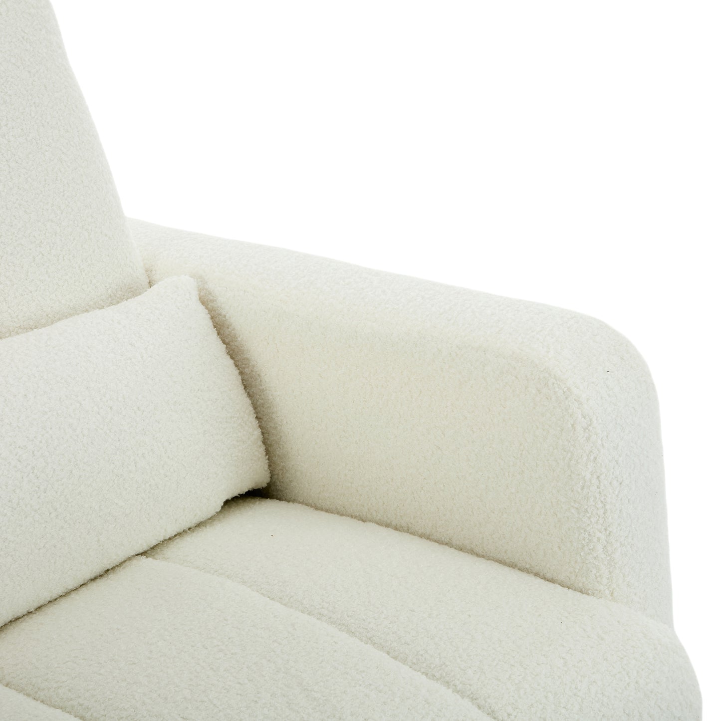 Accent Rocking Chair with Pillow, Ultimate Comfort for Your Home, Teddy Velvet, Cream White