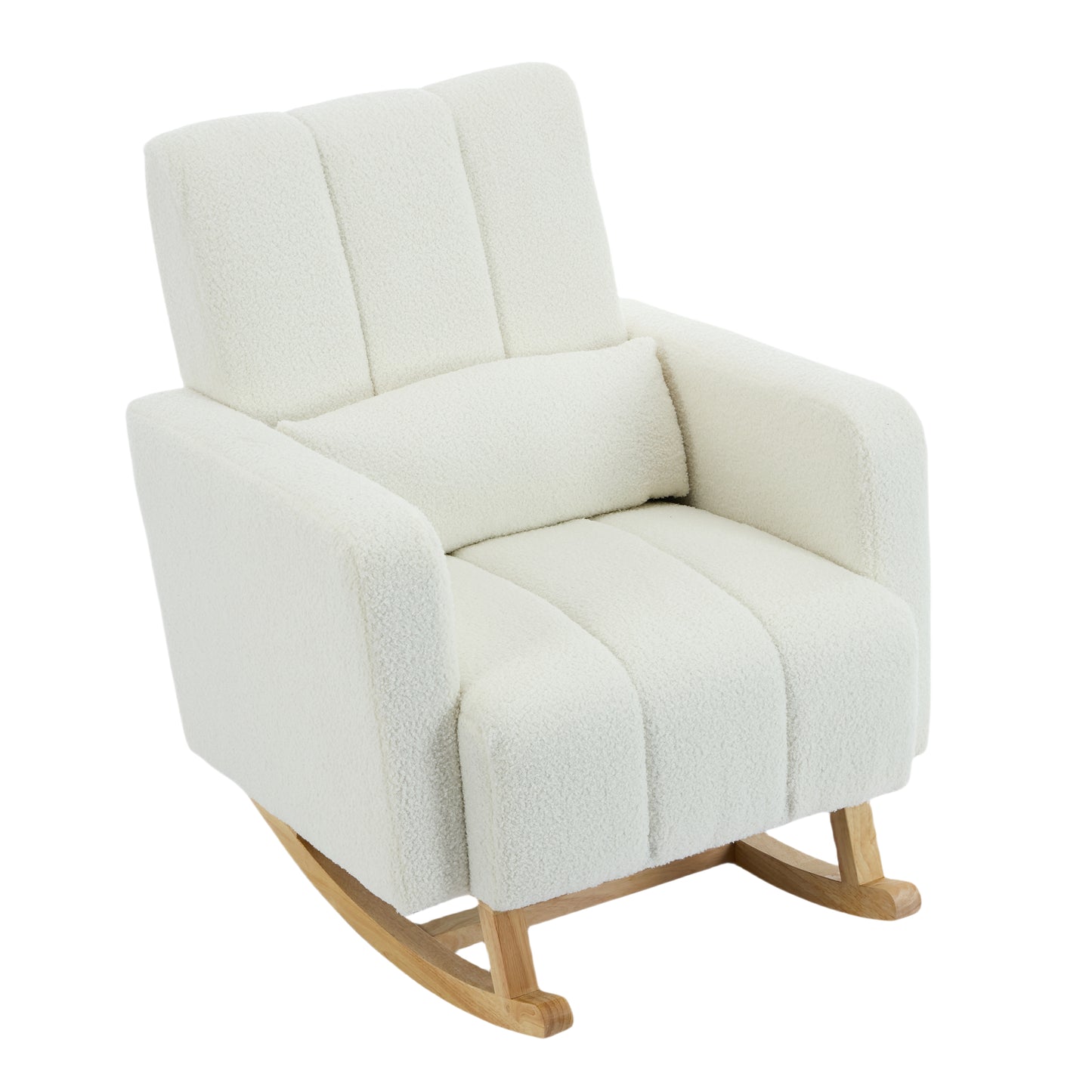 Accent Rocking Chair with Pillow, Ultimate Comfort for Your Home, Teddy Velvet, Cream White