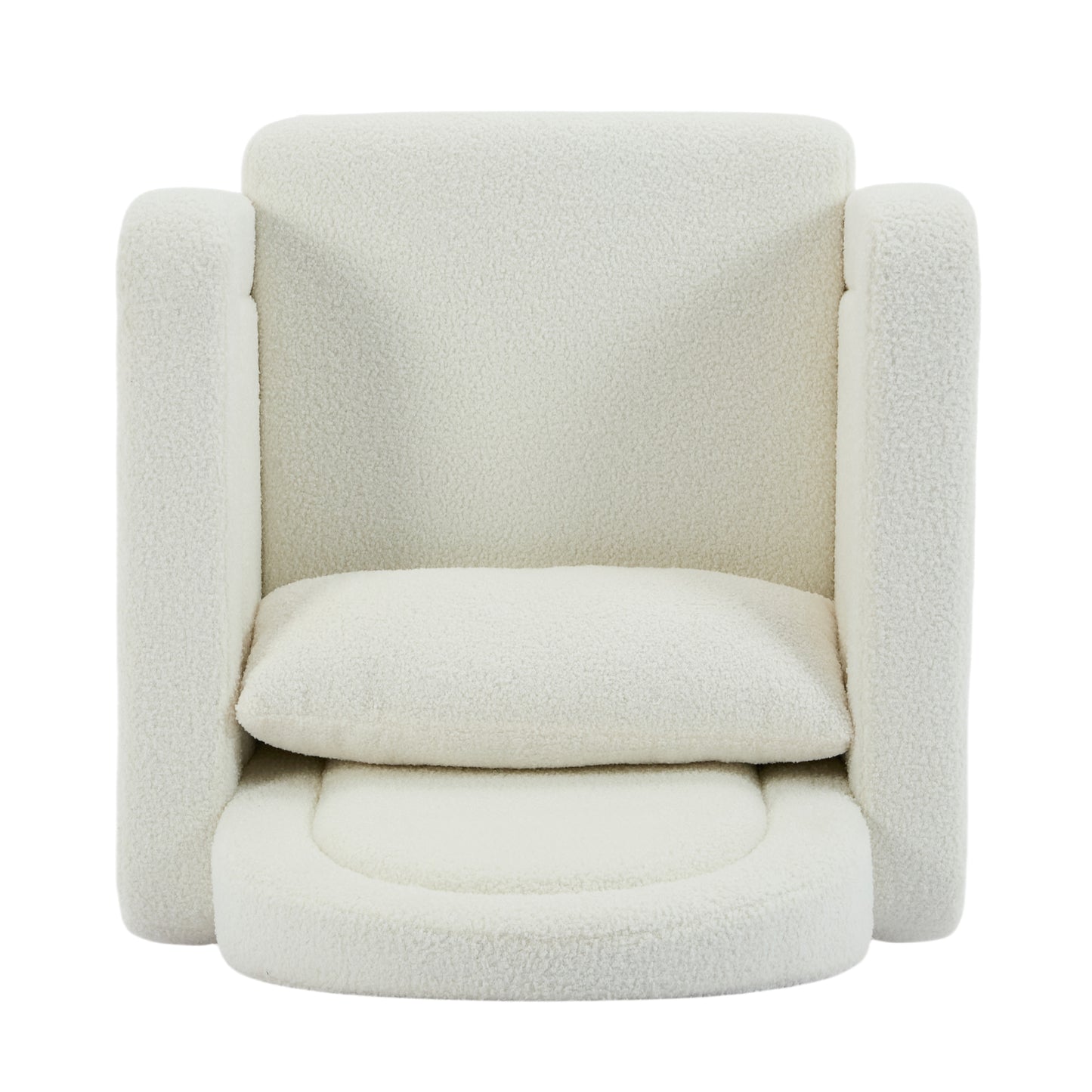 Accent Rocking Chair with Curved Back & Pillow, Ultimate Comfort for Your Home, Teddy Velvet, Cream White