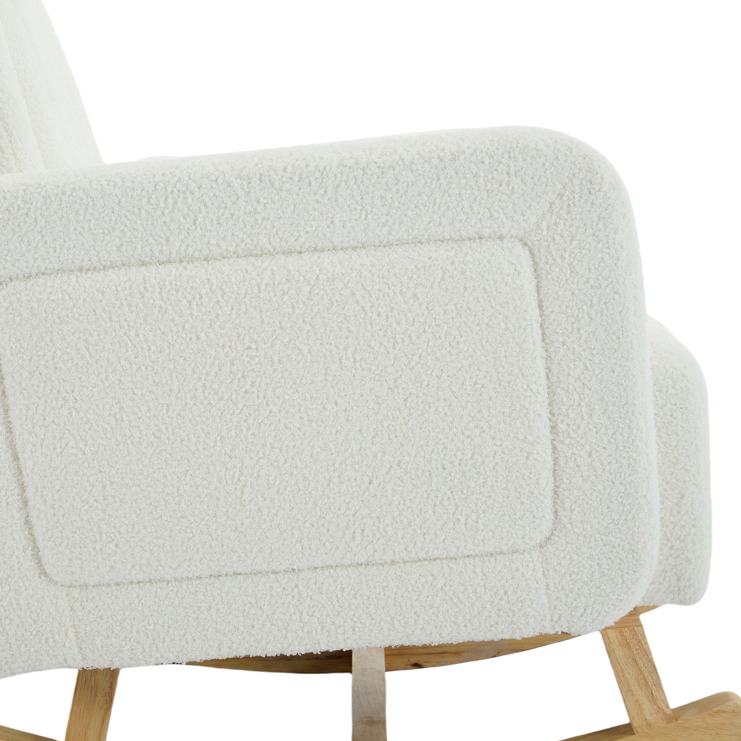 Accent Rocking Chair with Curved Back & Pillow, Ultimate Comfort for Your Home, Teddy Velvet, Cream White