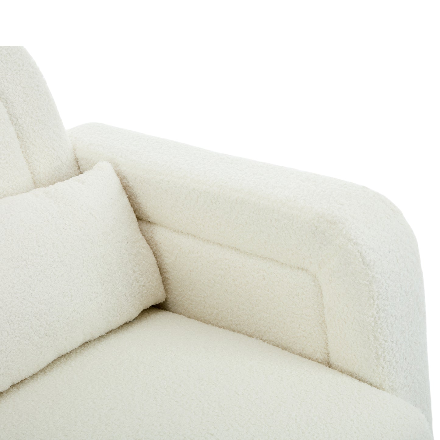 Accent Rocking Chair with Curved Back & Pillow, Ultimate Comfort for Your Home, Teddy Velvet, Cream White