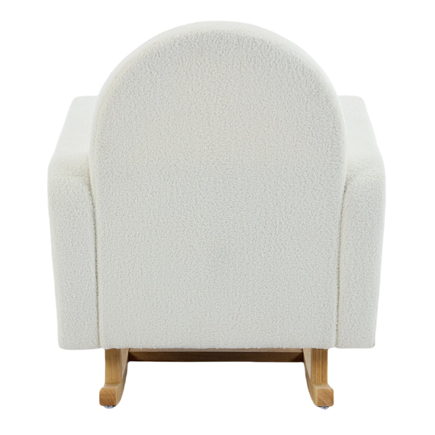 Accent Rocking Chair with Curved Back & Pillow, Ultimate Comfort for Your Home, Teddy Velvet, Cream White