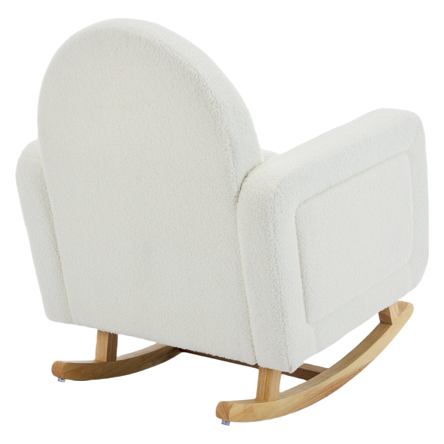 Accent Rocking Chair with Curved Back & Pillow, Ultimate Comfort for Your Home, Teddy Velvet, Cream White