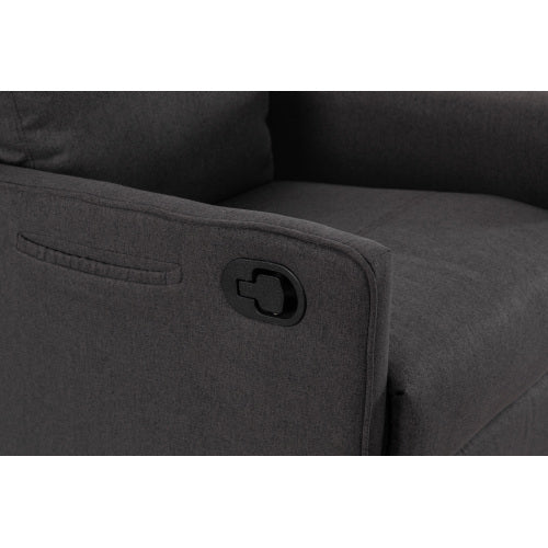 038-Cotton Linen Fabric Swivel Rocking Chair Glider Rocker Recliner Nursery Chair With Adjustable Back And Footrest For Living Room Indoor,Dark Gray