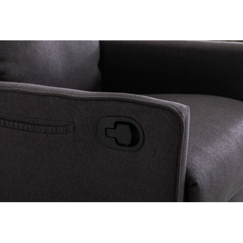 038-Cotton Linen Fabric Swivel Rocking Chair Glider Rocker Recliner Nursery Chair With Adjustable Back And Footrest For Living Room Indoor,Dark Gray