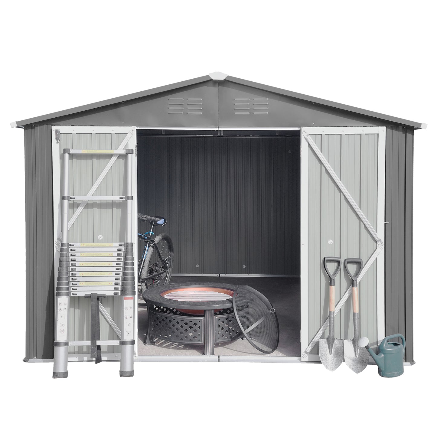 Metal outdoor storage sheds 10ftx12ft , Grey