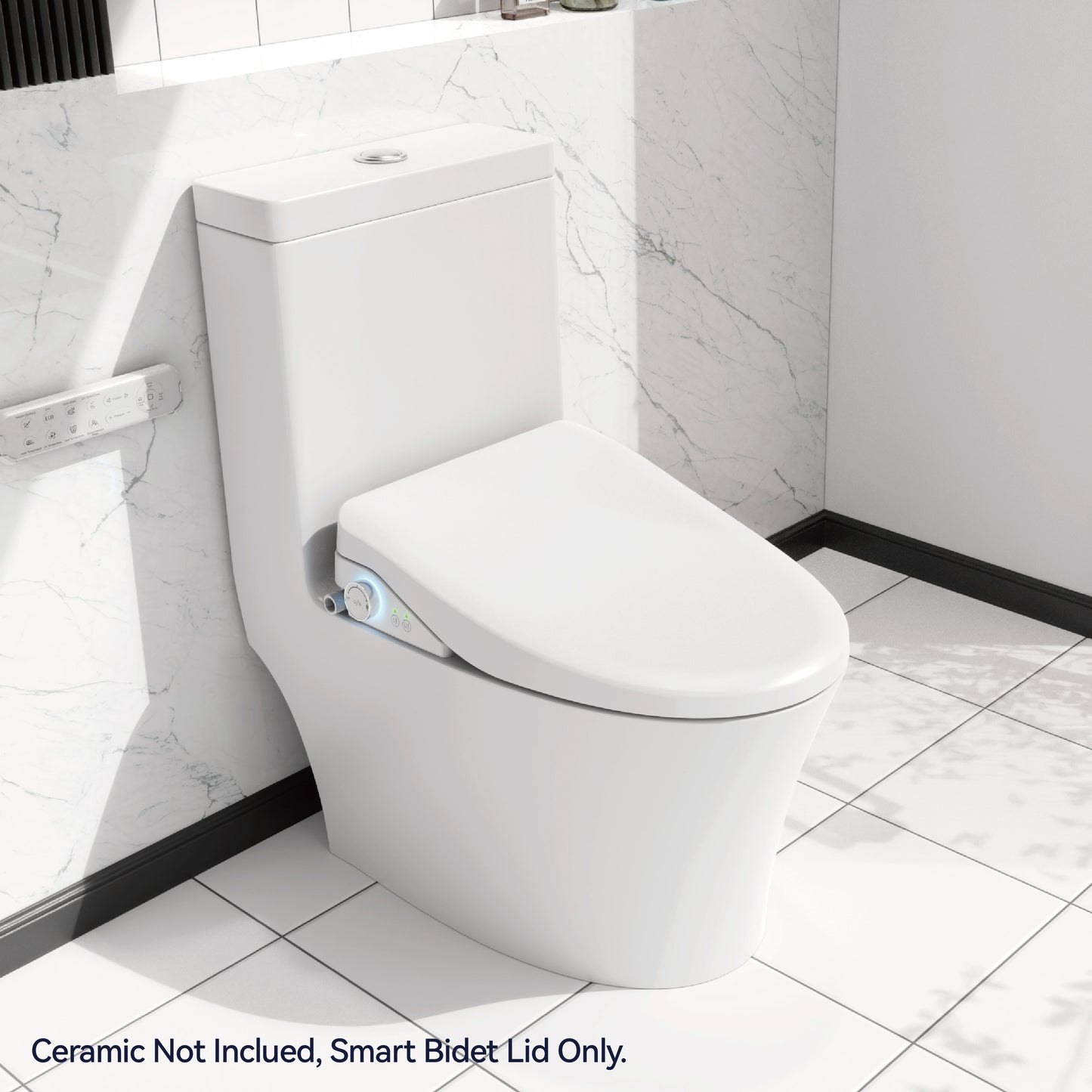 Smart Bidet Toilet Seat with Side Knob Adjustable Heated Seat with Water Temperature and Pressure Adjustment Portable Bidet with Automatic Nozzle Cleaning