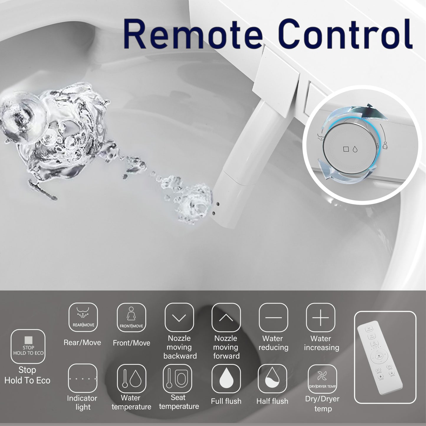 One Piece Bidet Toilet for Bathrooms Smart Bidet Toilet with Warm Air Dryer Heated Seat LED Night Light Auto Open/Close Toilet