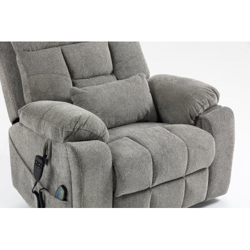 Old age electric lift chair, flat high density foam electric sofa, with heating and massage functions, can tilt to 180 degrees, 2 pocket cup holders, 2 remote controls, dual OKIN motors