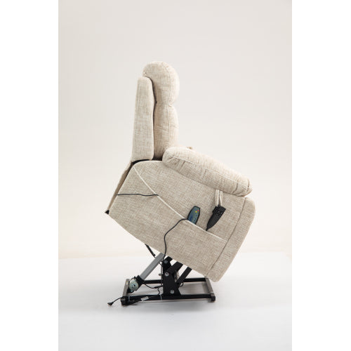 Old age electric lift chair, flat high density foam electric sofa, with heating and massage functions, can tilt to 180 degrees, 2 pocket cup holders, 2 remote controls, dual OKIN motors