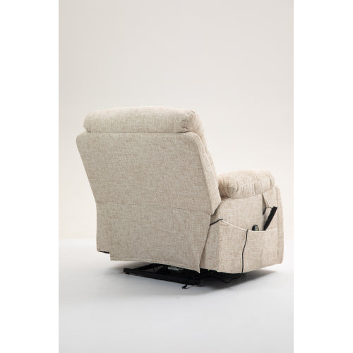 Old age electric lift chair, flat high density foam electric sofa, with heating and massage functions, can tilt to 180 degrees, 2 pocket cup holders, 2 remote controls, dual OKIN motors