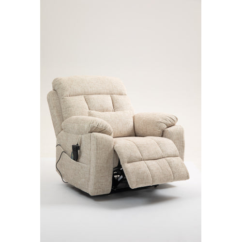 Old age electric lift chair, flat high density foam electric sofa, with heating and massage functions, can tilt to 180 degrees, 2 pocket cup holders, 2 remote controls, dual OKIN motors